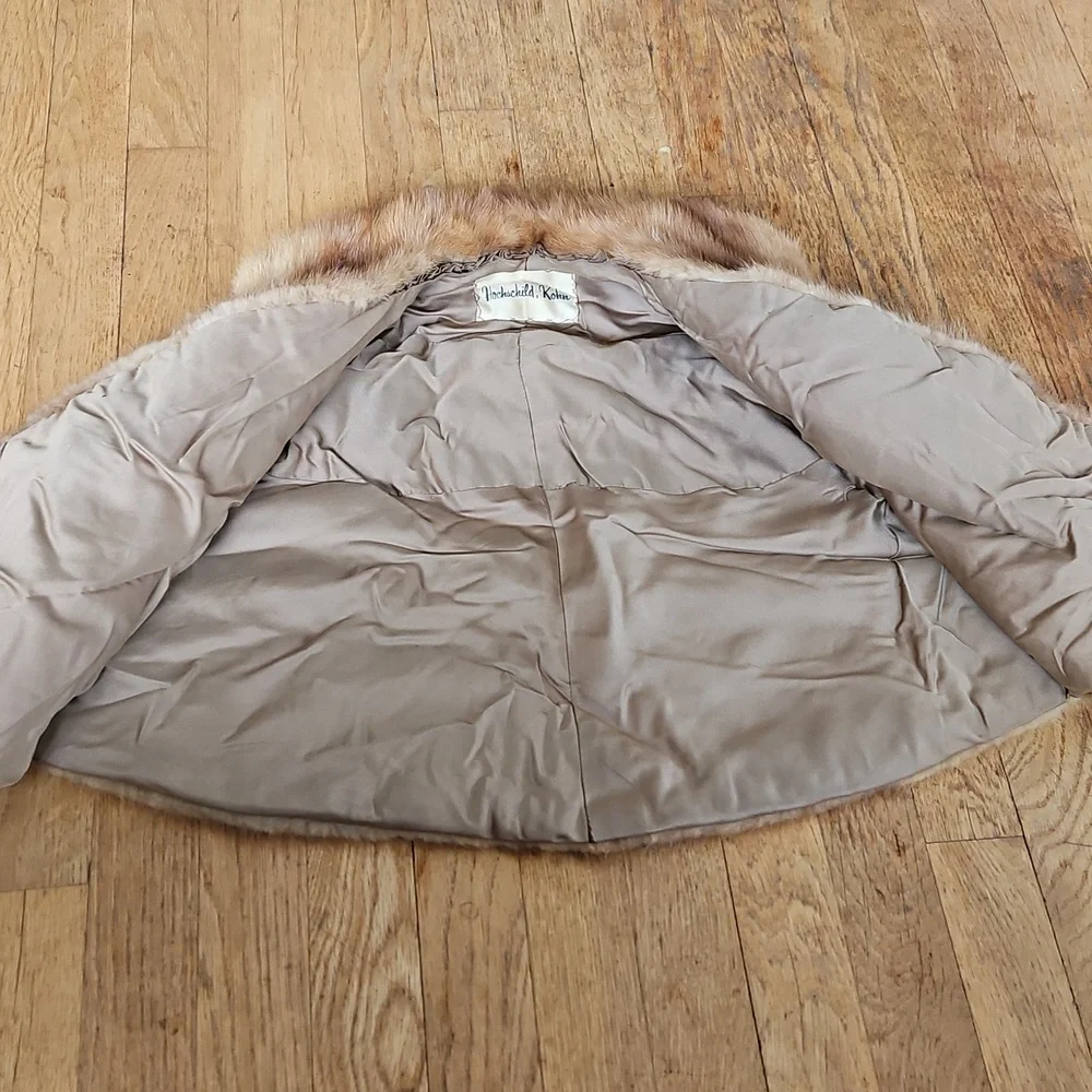 Vintage real mink shawl wrap with pockets S/M/L